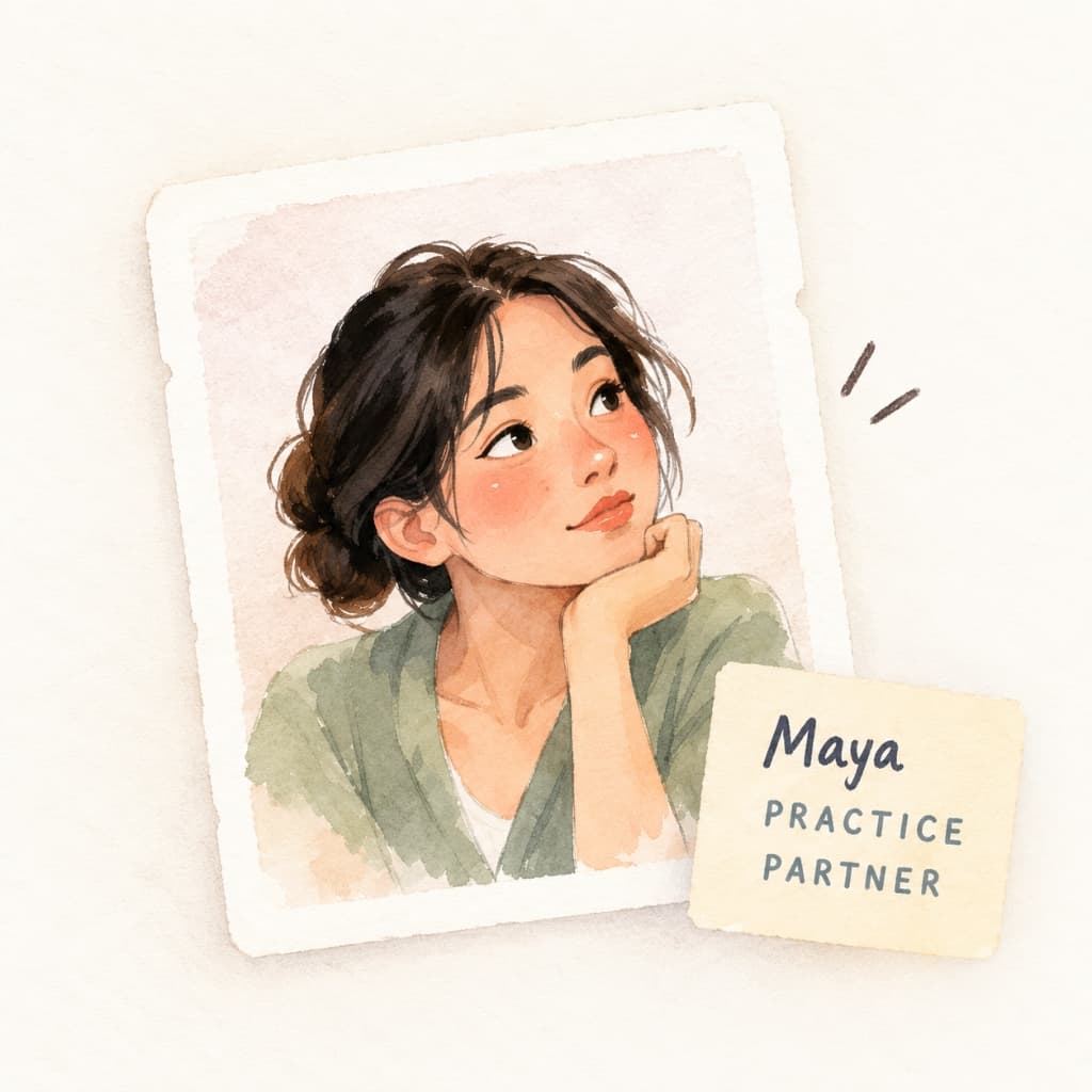 Maya — Practice Partner waiting to rehearse with you
